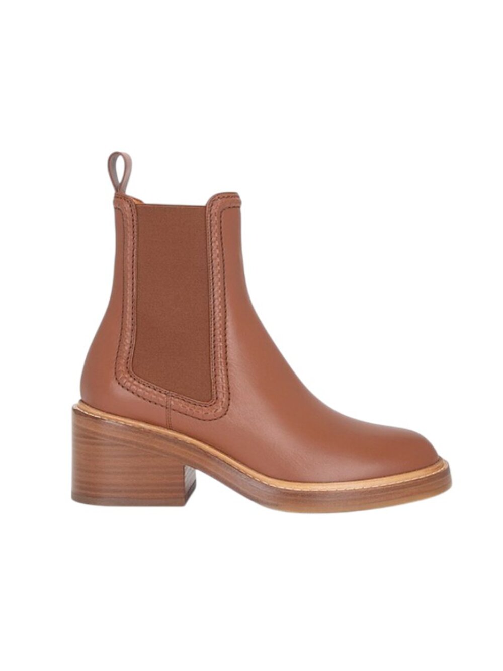 Chloe Mallo Leather Chelsea Ankle Boots Booties Womens 39 8.5 Brown Pull On Shoe